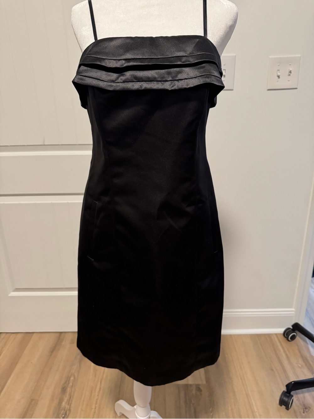 BCBG Black Satin-Trim Sheath Dress